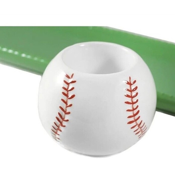 NIB Baseball Toothpick Holder & Tray Set Ceramic Sports Cheese Party Dip Tray - Picture 2 of 5
